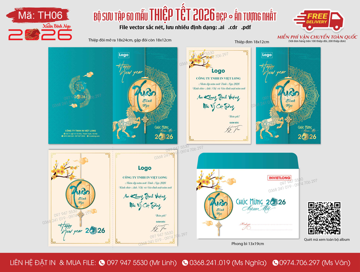 Mẫu thiệp chúc Tết 2026 năm mới Bính Ngọ