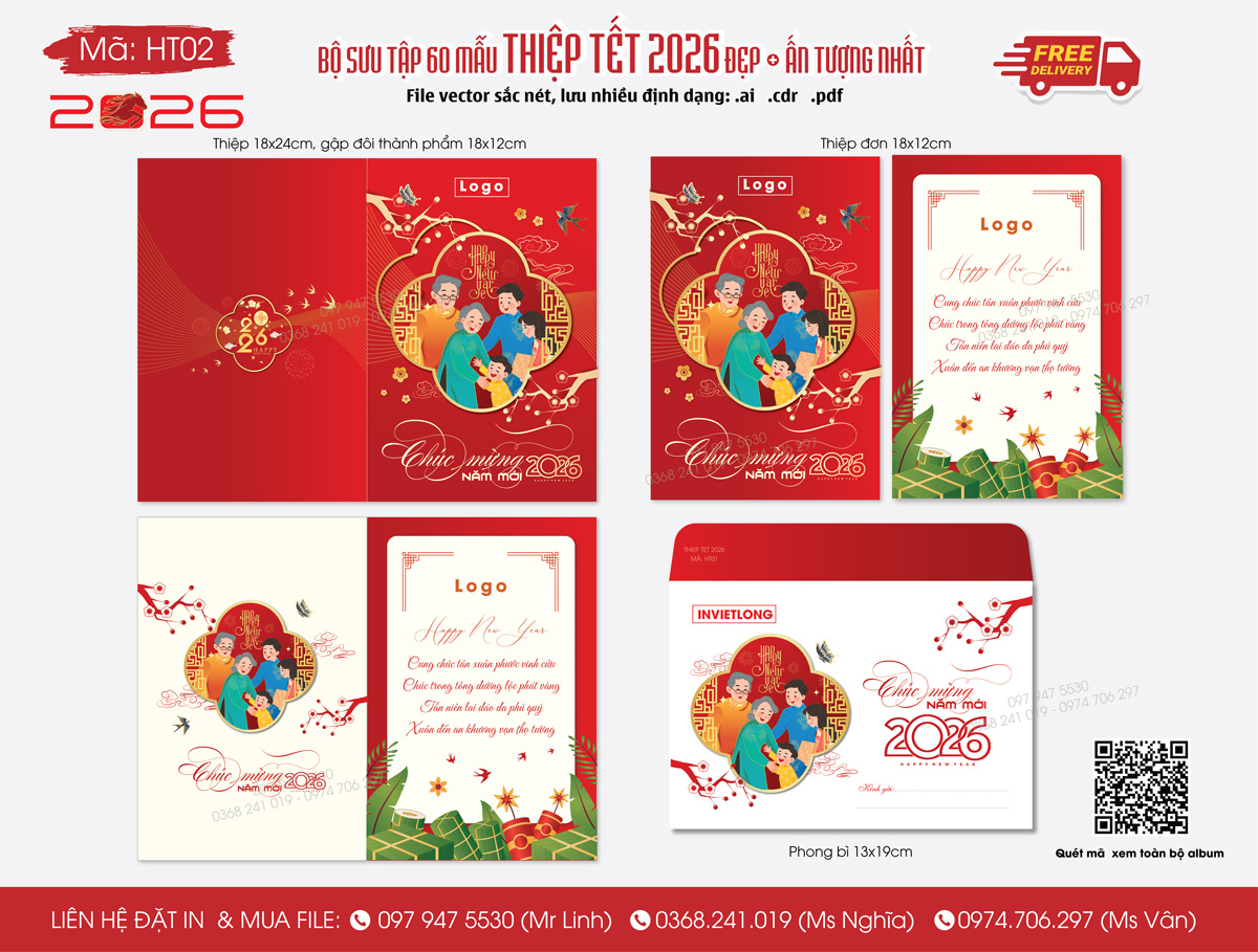 Mẫu thiệp năm mới 2026 cho đối tác nhân viên