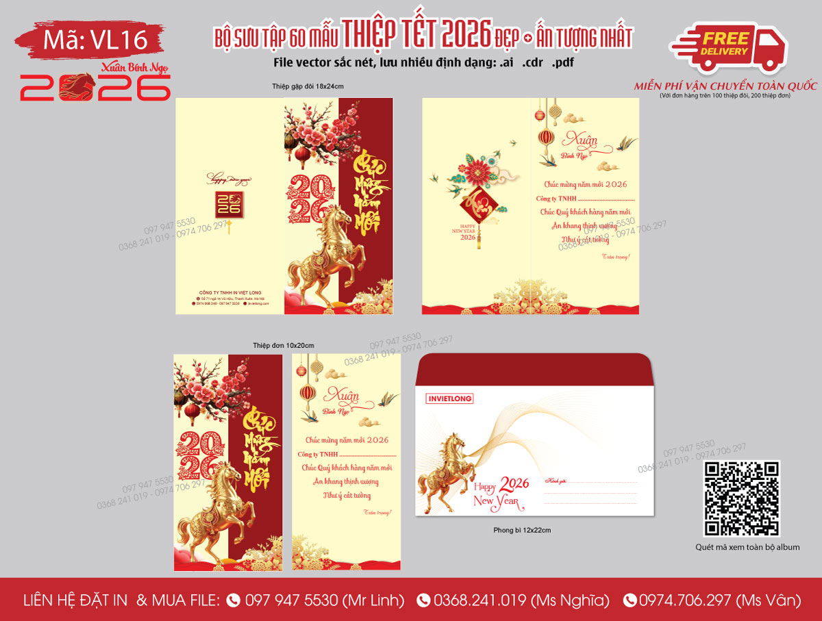 Thiệp tết Bính Ngọ 2026