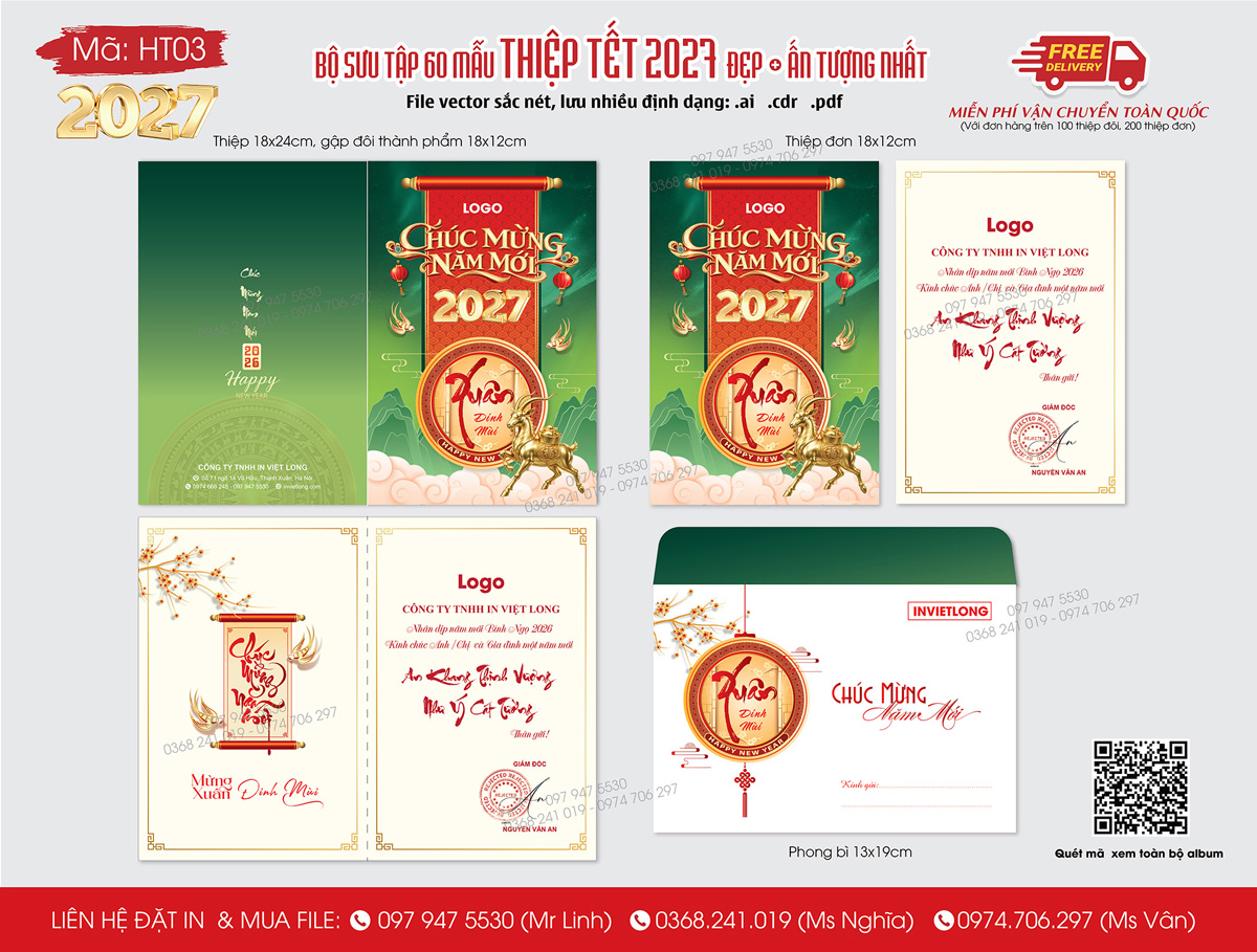 In thiệp chúc Tết 2027 Đinh Mùi Hà Nội
