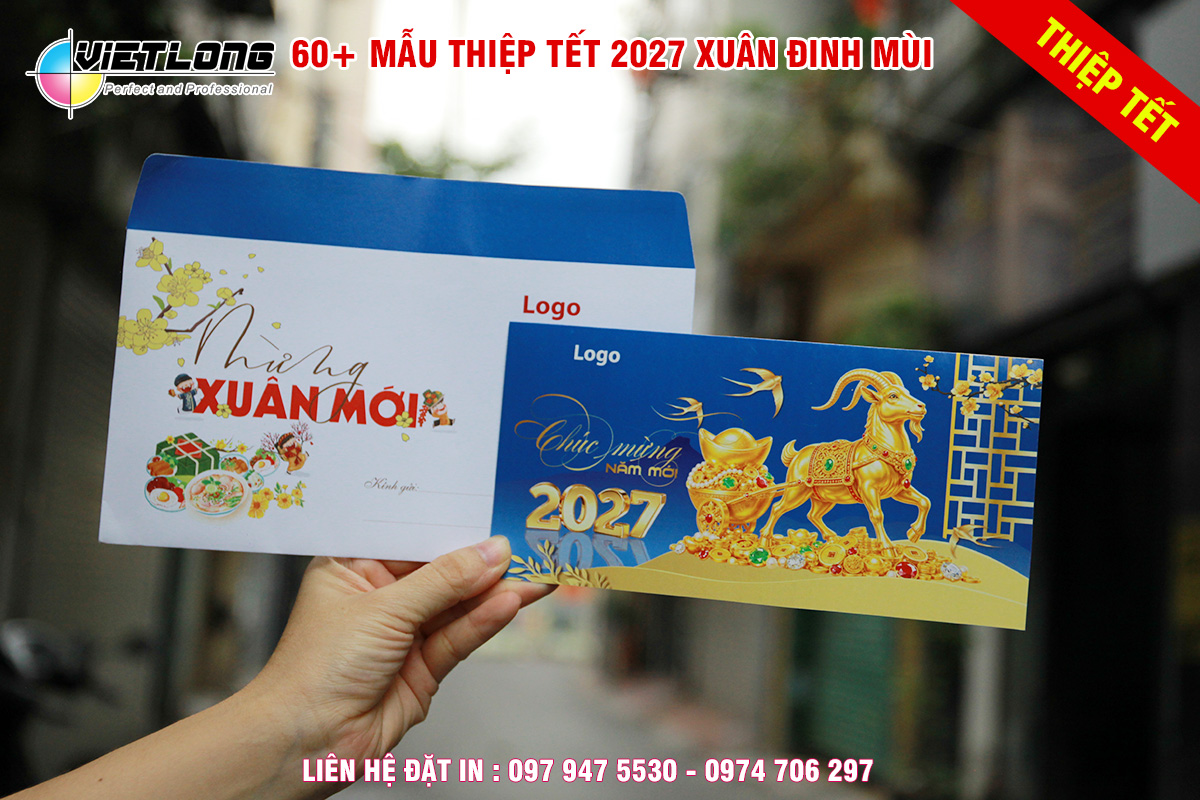 Mẫu thiệp chúc mừng năm mới 2027 màu xanh lạ mắt