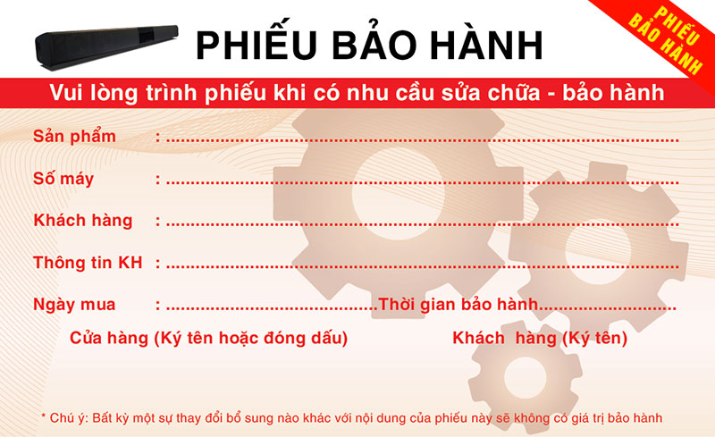 Phiếu bảo hành Loa