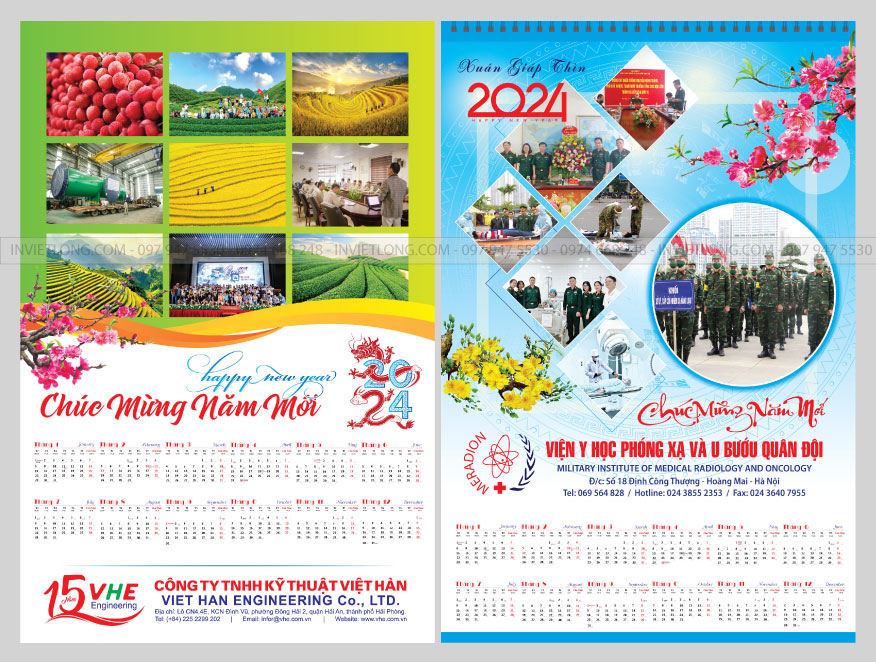 Mẫu lịch tết 1 tờ thiết kế riêng 2024