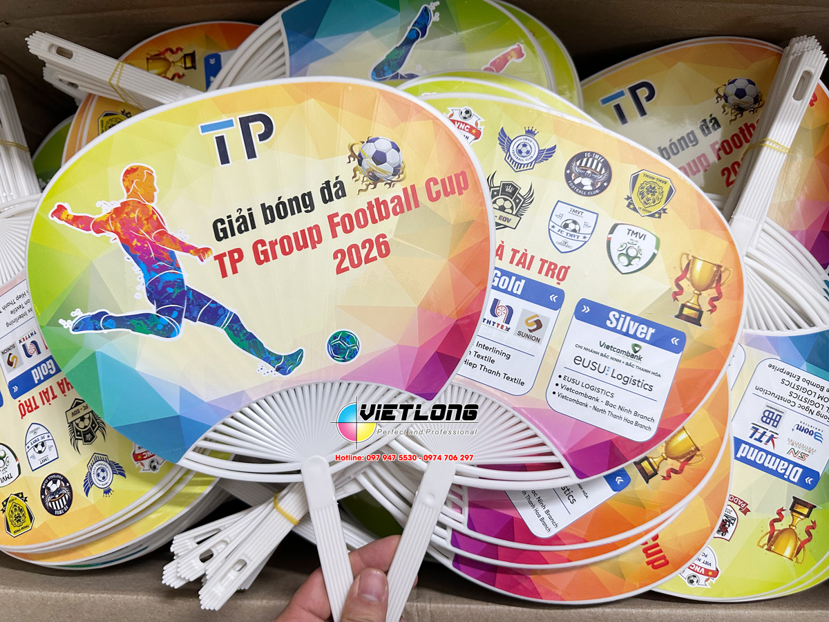 In quạt nhựa cho sự kiện giải bóng đá