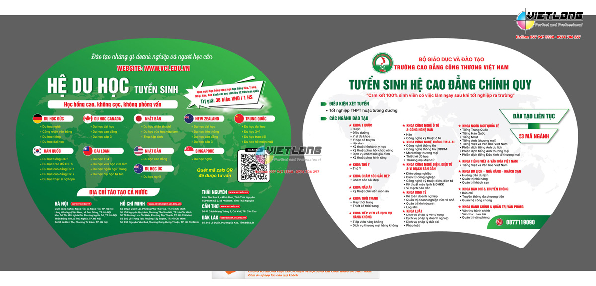 In quạt tuyển sinh du học