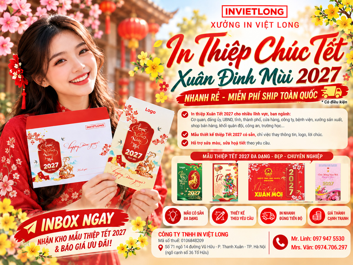 In thiệp chúc tết Đinh Mùi 2027 rẻ đẹp Hà Nội