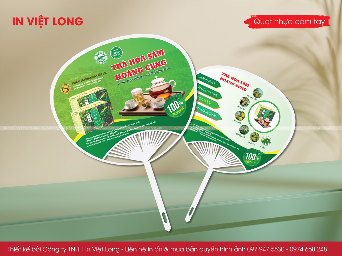 Mẫu quạt nhựa quảng cáo trà sâm