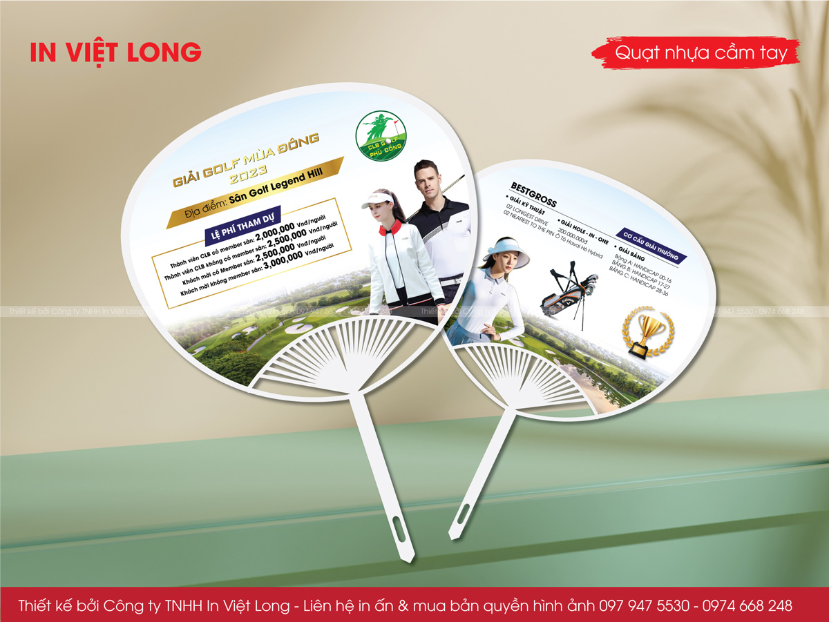 Mẫu quạt nhựa quảng cáo giải golf