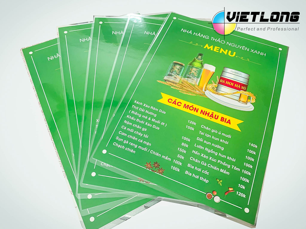 Menu giấy thường ép plastic