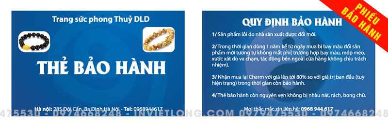 Thẻ bảo hành trang sức phong thủy