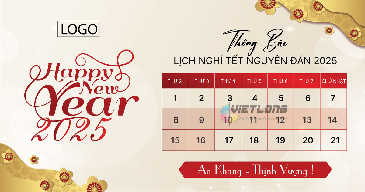 thiết kế thông báo lịch nghỉ tết online