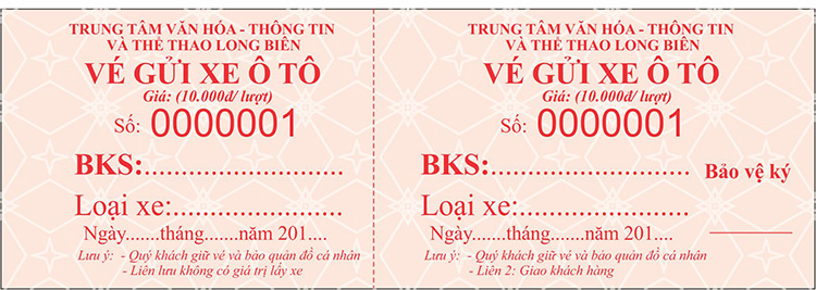 Mẫu vé xe trung tâm văn hóa