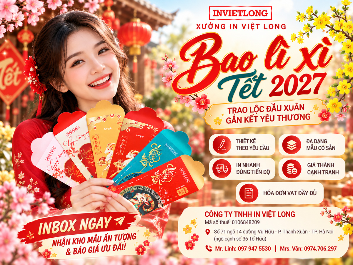 Xưởng in bao lì xì Tết 2027 đẹp rẻ Hà Nội